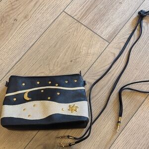 Celestial Black and Gold Clutch with Shoulder or Wrist Strap